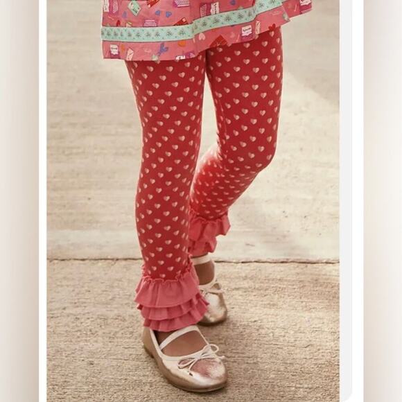 GIRLS MATILDA JANE Brilliant daydream I Heart You Leggings polka dot red ruffles - Picture 9 of 9